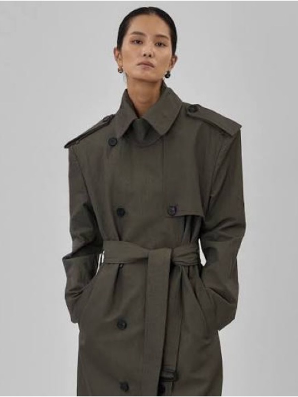 The Frankie Shop Olive Long Trench Coat